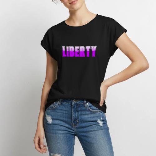 Liberty Typography Graphic Design - Women's Premium Roll Up Sleeve T-Shirt