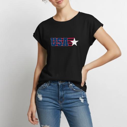 Star Stripe USA - Women's Premium Roll Up Sleeve T-Shirt