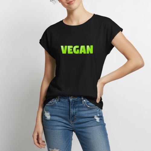 Vegan Bold Green Typography Design - Women's Premium Roll Up Sleeve T-Shirt