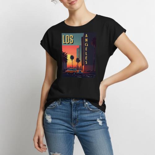 Vintage car in Hollywood Los Angeles - Women's Premium Roll Up Sleeve T-Shirt