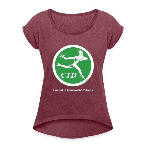 Cannabis Transworld Delivery - Green-White - Women's Roll Cuff T-Shirt