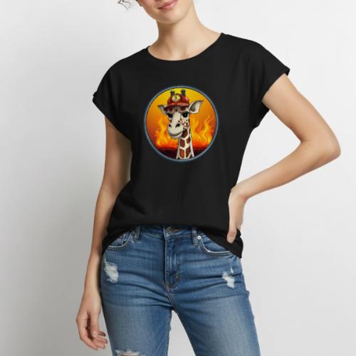 Giraffe Firefighter - Women's Premium Roll Up Sleeve T-Shirt