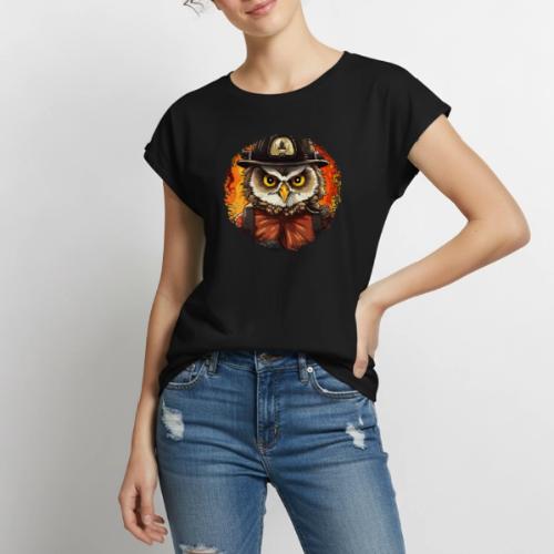 Owl Firefighter - Women's Premium Roll Up Sleeve T-Shirt