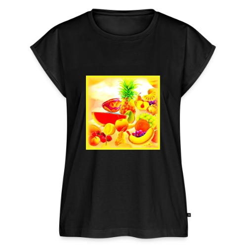 Exotic Tropical Fruits Painting. Buy Now - Women's Premium Roll Up Sleeve T-Shirt