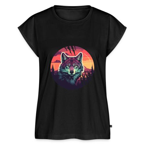Colorful Wolf Stare - Women's Premium Roll Up Sleeve T-Shirt