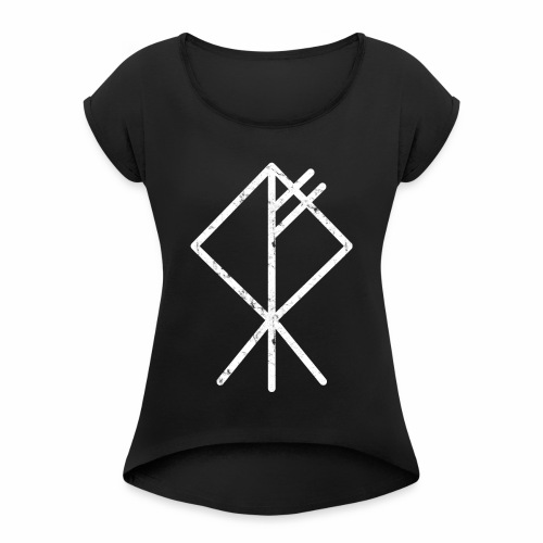 Wolf Viking Rune Symbol for Fenrir Fenriswolf Fans - Women's Roll Cuff T-Shirt