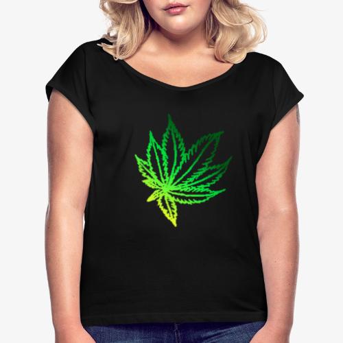 green leaf - Women's Roll Cuff T-Shirt
