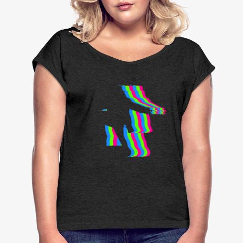 silhouette rainbow cut 1 - Women's Roll Cuff T-Shirt