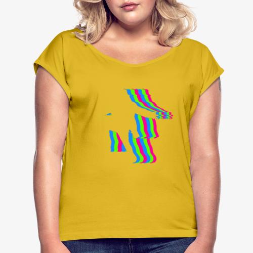 silhouette rainbow cut 1 - Women's Roll Cuff T-Shirt