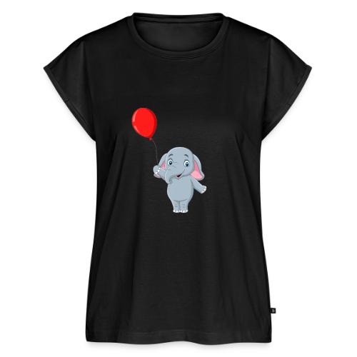 Baby Elephant Holding A Balloon - Women's Premium Roll Up Sleeve T-Shirt