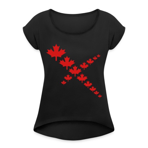 Maple Leafs Cross - Women's Roll Cuff T-Shirt