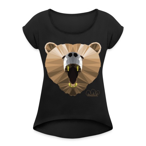 Hungry Bear Women's V-Neck T-Shirt - Women's Roll Cuff T-Shirt
