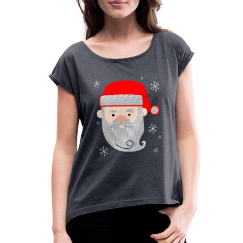 Santa Claus Texture - Women's Roll Cuff T-Shirt