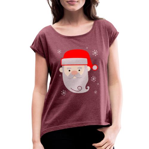 Santa Claus Texture - Women's Roll Cuff T-Shirt