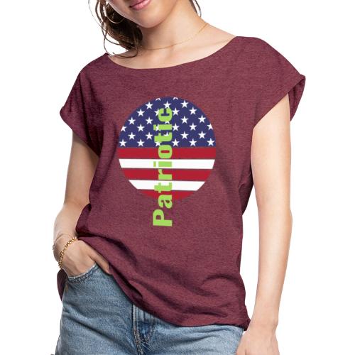 Amerincan patriotic flag - Women's Roll Cuff T-Shirt
