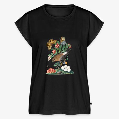 Northern wheatear and butterflies - Women's Premium Roll Up Sleeve T-Shirt