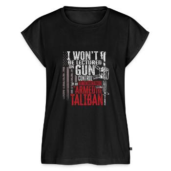 I Won't Be Lectured On Gun - Women's Premium Roll Up Sleeve T-Shirt - black - Front - AI Model Female 180 light (180cm)