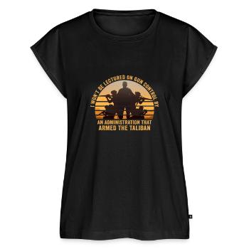 I Won't Be Lectured On Gun - Women's Premium Roll Up Sleeve T-Shirt - black - Front - AI Model Female 180 light (180cm)