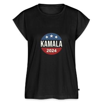 Kamala 2024 - Women's Premium Roll Up Sleeve T-Shirt - black - Front - AI Model Female 180 light (180cm)