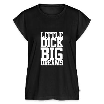 Little Dick Big Dreams Adult Black Humorsize matte - Women's Premium Roll Up Sleeve T-Shirt - black - Front - AI Model Female 180 light (180cm)