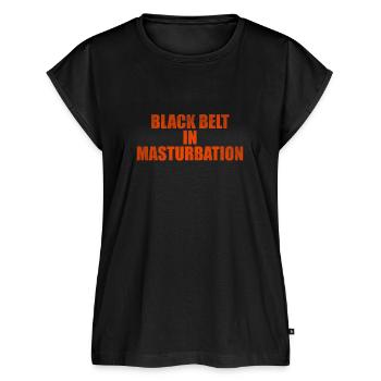 Black belt in masturbation - Women's Premium Roll Up Sleeve T-Shirt - black - Front - AI Model Female 180 light (180cm)