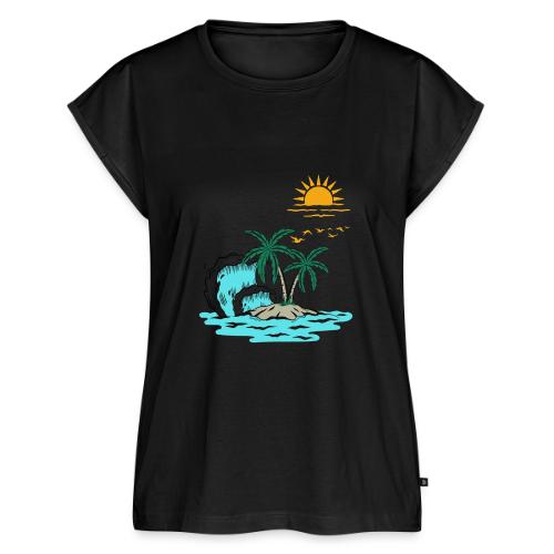 Retro Sunset Graphics - Women's Premium Roll Up Sleeve T-Shirt