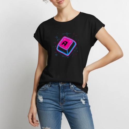 Neon Pixel A Key - Women's Premium Roll Up Sleeve T-Shirt