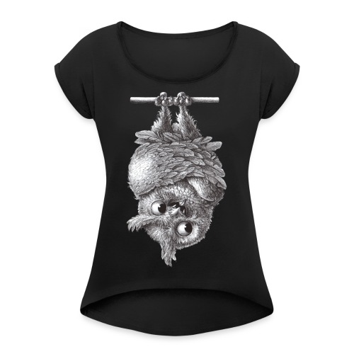 Vampire - Dracula Owl - Women's Roll Cuff T-Shirt