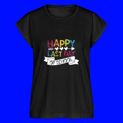 Happy Last Day of School Stamps Teacher T-Shirts - Women's Premium Roll Up Sleeve T-Shirt