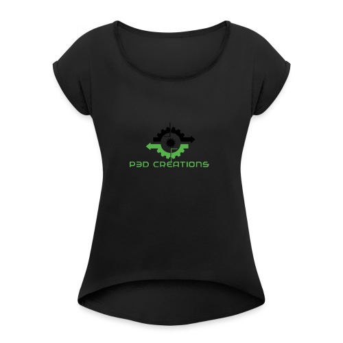 P3D Creations Logo - Women's Roll Cuff T-Shirt