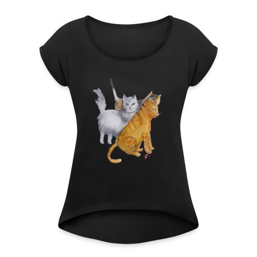 Paris Street Cats - Women's Roll Cuff T-Shirt
