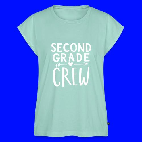 Second Grade Crew Heart Teacher T-Shirts - Women's Premium Roll Up Sleeve T-Shirt