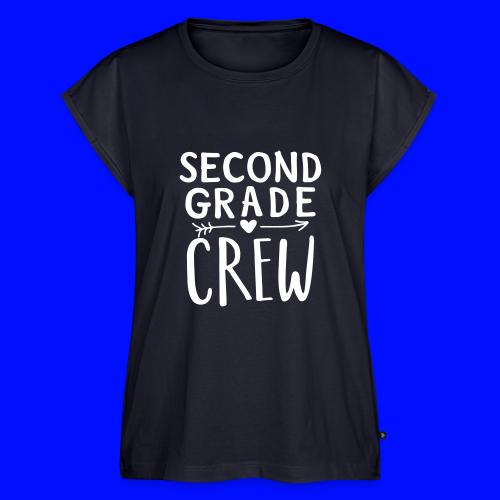 Second Grade Crew Heart Teacher T-Shirts - Women's Premium Roll Up Sleeve T-Shirt