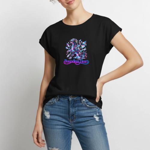 Boundless Heart Neon Galaxy Dog Shirt - Women's Premium Roll Up Sleeve T-Shirt