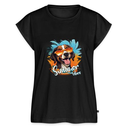 Funny Dog: Summer Vibes - Women's Premium Roll Up Sleeve T-Shirt