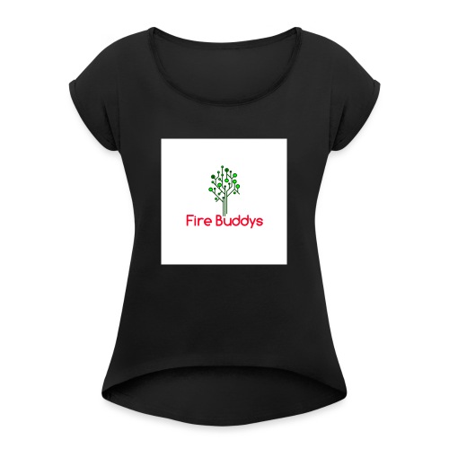 Fire Buddys Website Logo White Tee-shirt eco - Women's Roll Cuff T-Shirt