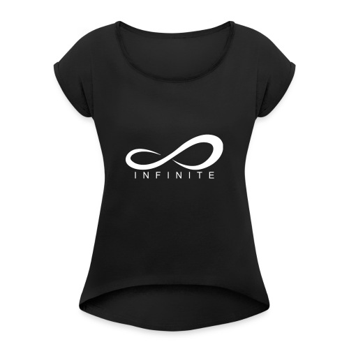 Infinite Logo in White Women's Hoodie - Women's Roll Cuff T-Shirt
