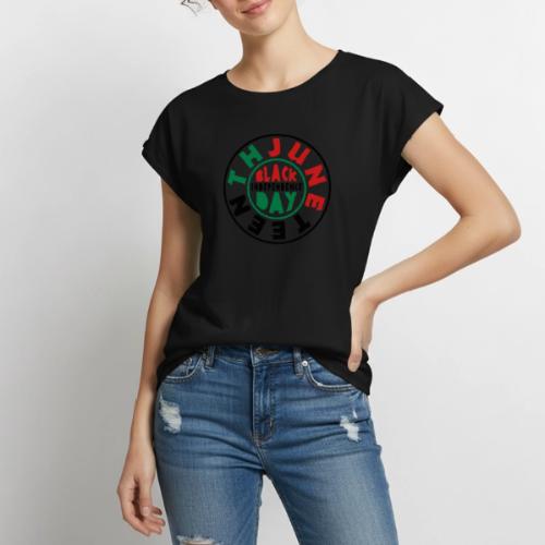 Juneteenth Circle Typography - Women's Premium Roll Up Sleeve T-Shirt