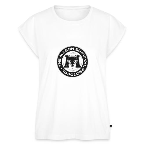 MasonSurvival Protocol White Text - Women's Premium Roll Up Sleeve T-Shirt