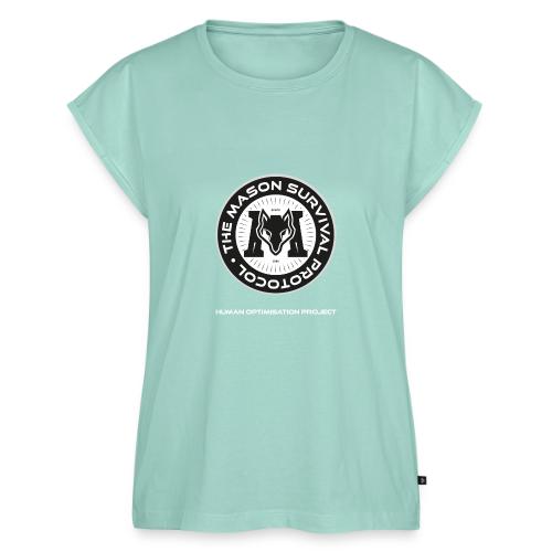 MasonSurvival Protocol White Text - Women's Premium Roll Up Sleeve T-Shirt
