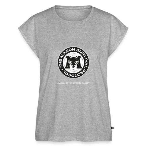 MasonSurvival Protocol White Text - Women's Premium Roll Up Sleeve T-Shirt