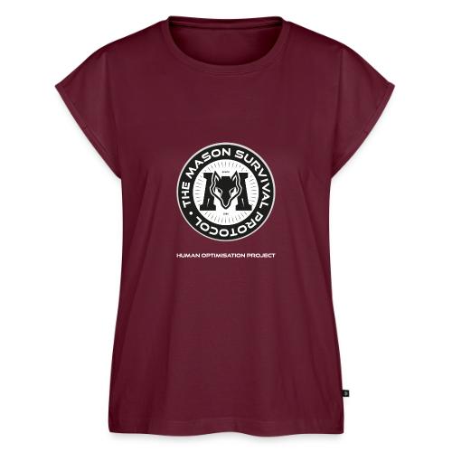 MasonSurvival Protocol White Text - Women's Premium Roll Up Sleeve T-Shirt