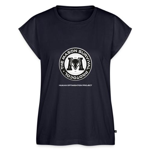 MasonSurvival Protocol White Text - Women's Premium Roll Up Sleeve T-Shirt