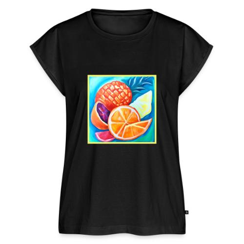 Colorful Neon Tropical Fruits - Women's Premium Roll Up Sleeve T-Shirt