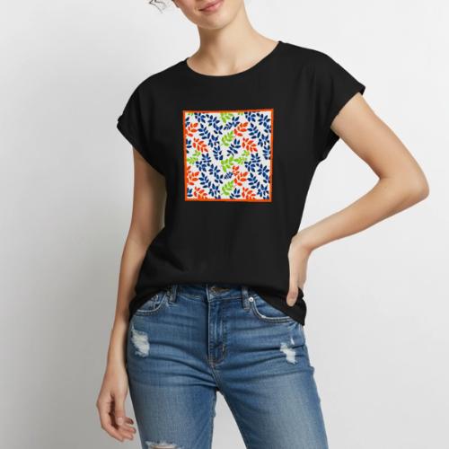 Stylish Elegance in Leaves Pattern - Women's Premium Roll Up Sleeve T-Shirt
