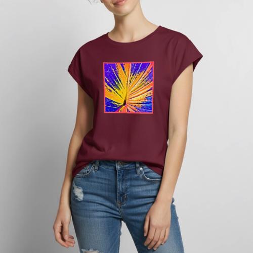Vibrant Neon Leaf Pattern - Women's Premium Roll Up Sleeve T-Shirt