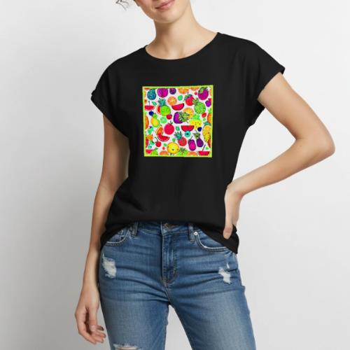 Colorful Fruits Orchard Artistry - Women's Premium Roll Up Sleeve T-Shirt