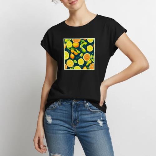 Citrus Kaleidoscope: A Vibrant Medley - Women's Premium Roll Up Sleeve T-Shirt