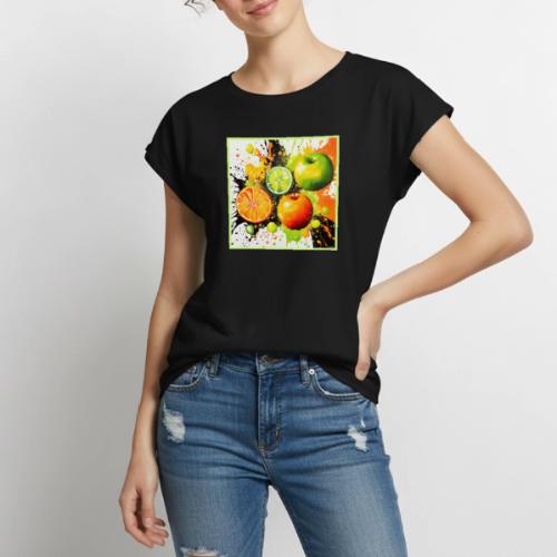 Apple and Citrus Burst - Women's Premium Roll Up Sleeve T-Shirt