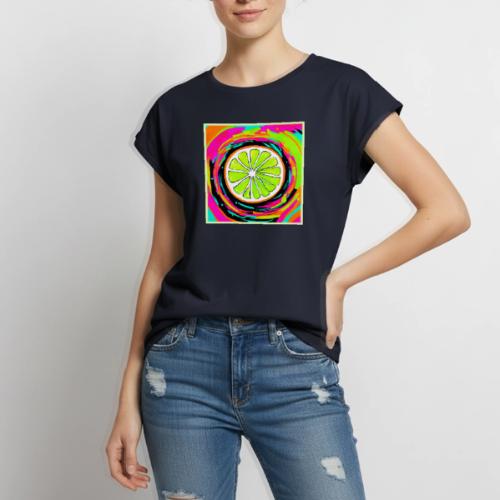 Lime Slice Pop Art - Women's Premium Roll Up Sleeve T-Shirt